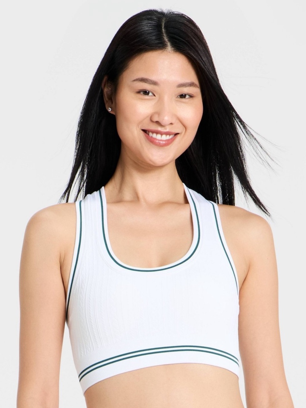 NWOT Women’s Seamless  Cable Knit Racerback Bra Green   M
